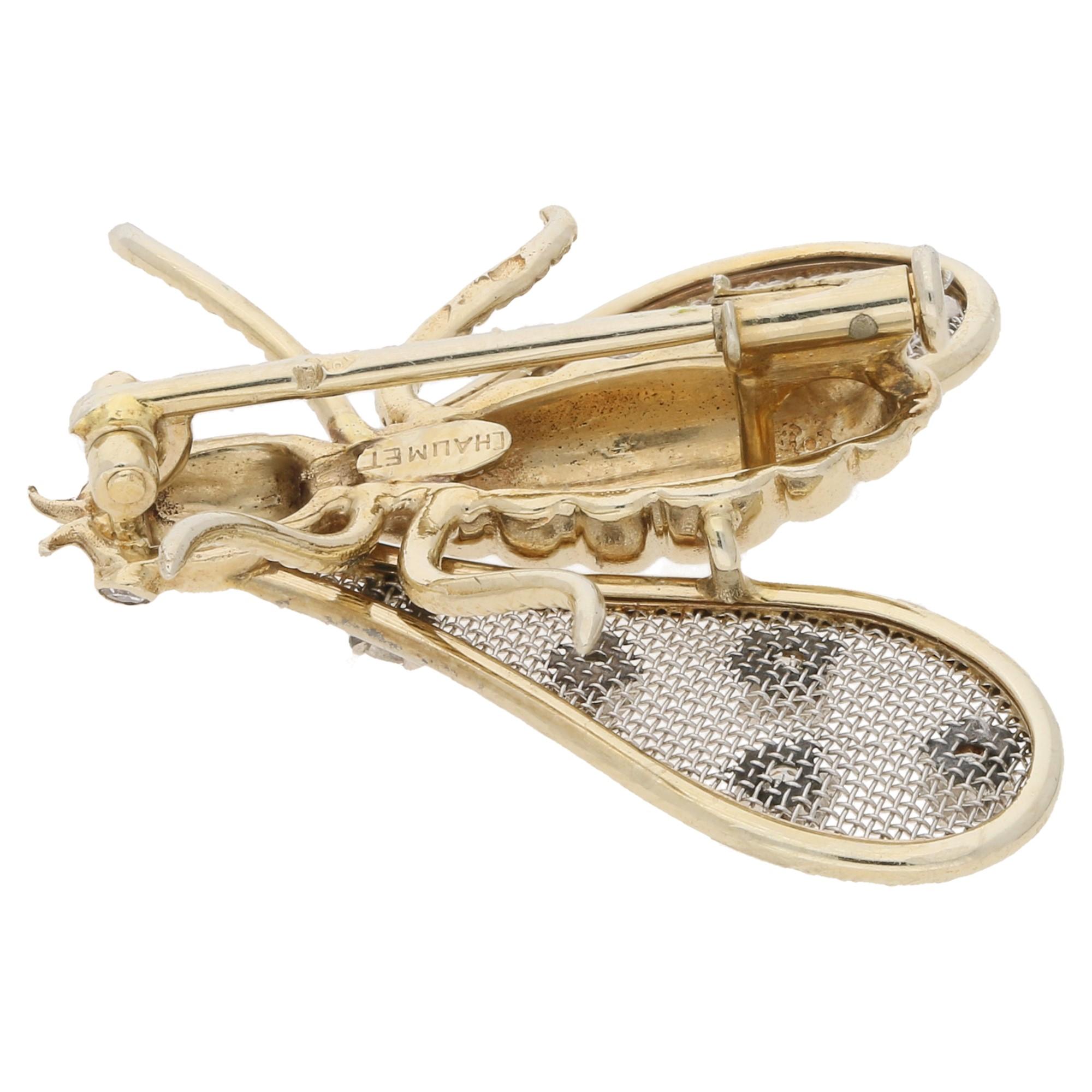 Chaumet Paris Diamond Insect Brooch Set in 18k Yellow and White  In Good Condition In London, GB