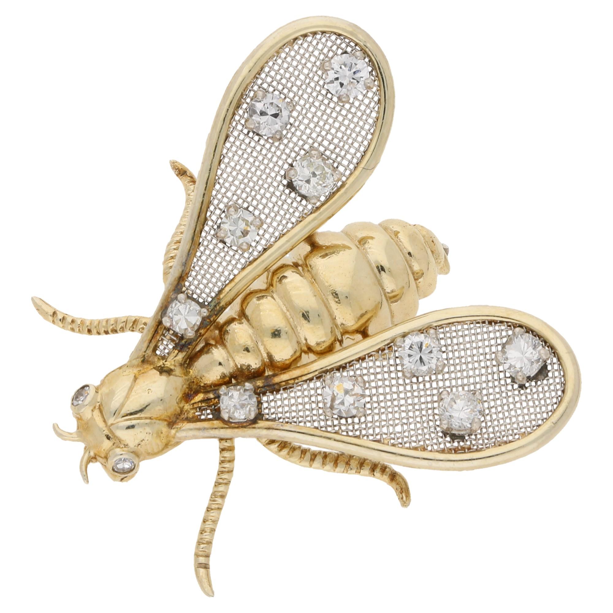 Chaumet Paris Diamond Insect Brooch Set in 18k Yellow and White 