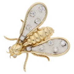 Chaumet Paris Diamond Insect Brooch Set in 18k Yellow and White