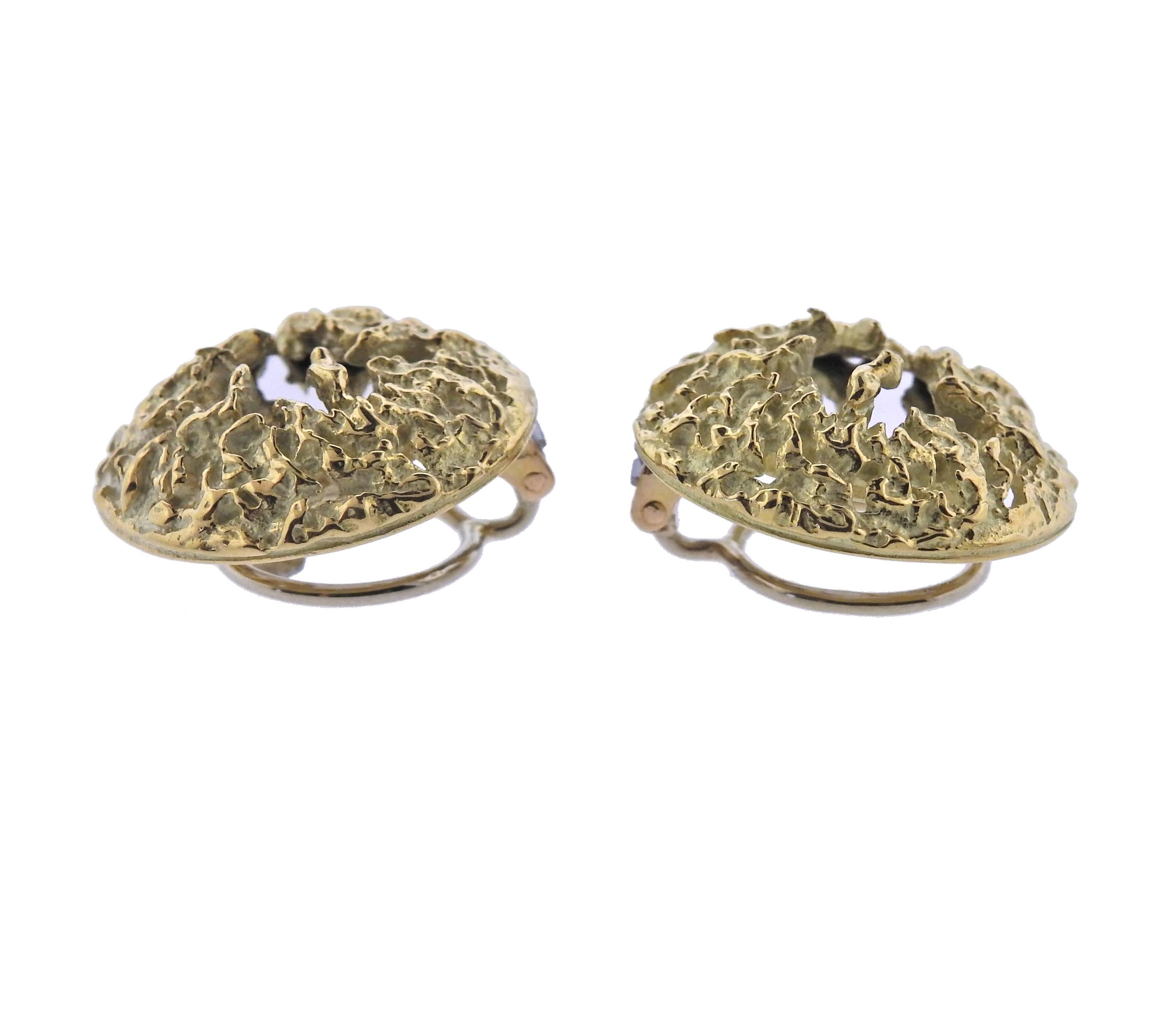 Chaumet Gold Mirror Earrings In Excellent Condition In Lambertville, NJ