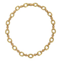 Retro Chaumet Gold Oval Links Necklace