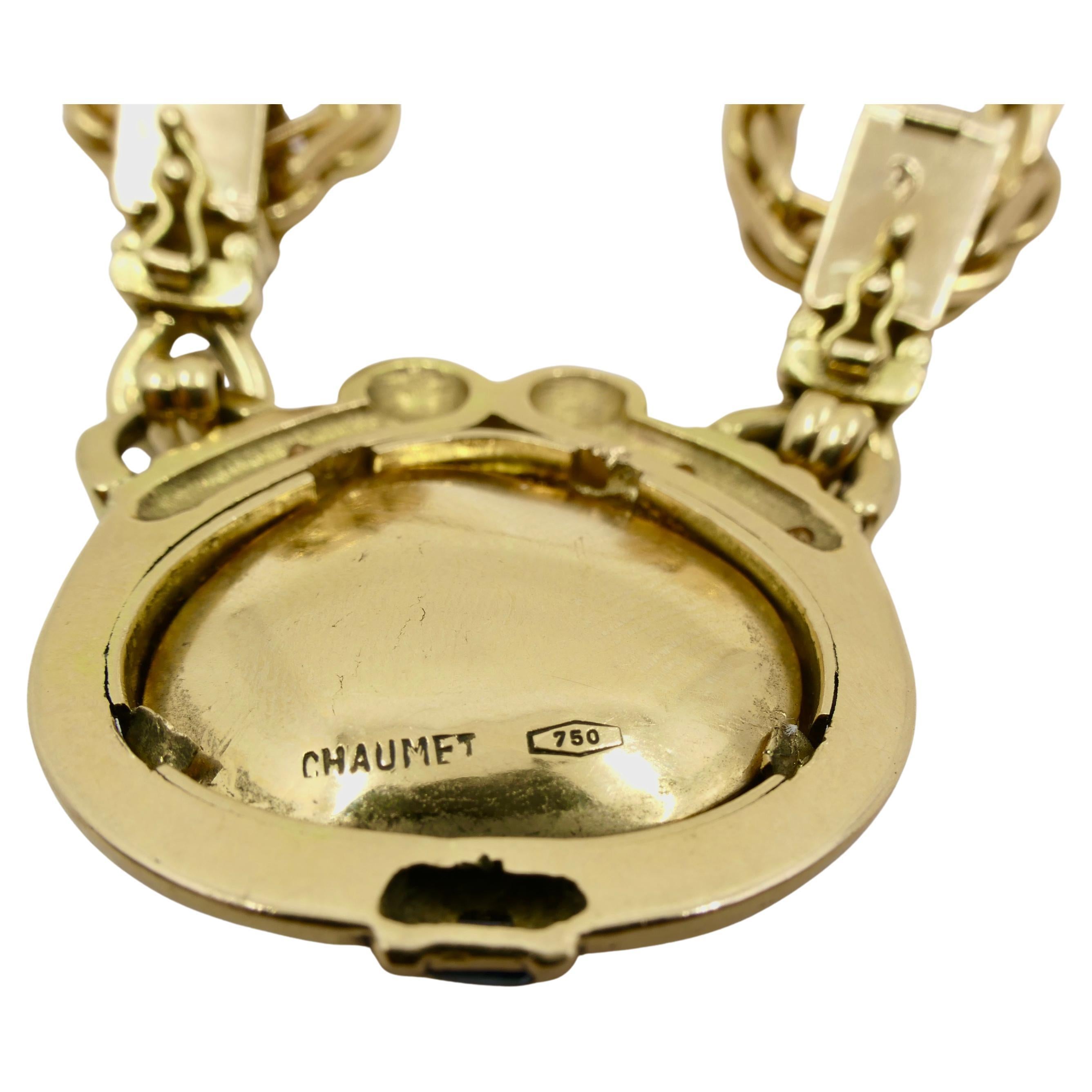 Chaumet Gold Pendant Necklace Diamond Vintage Jewelry For Sale 5