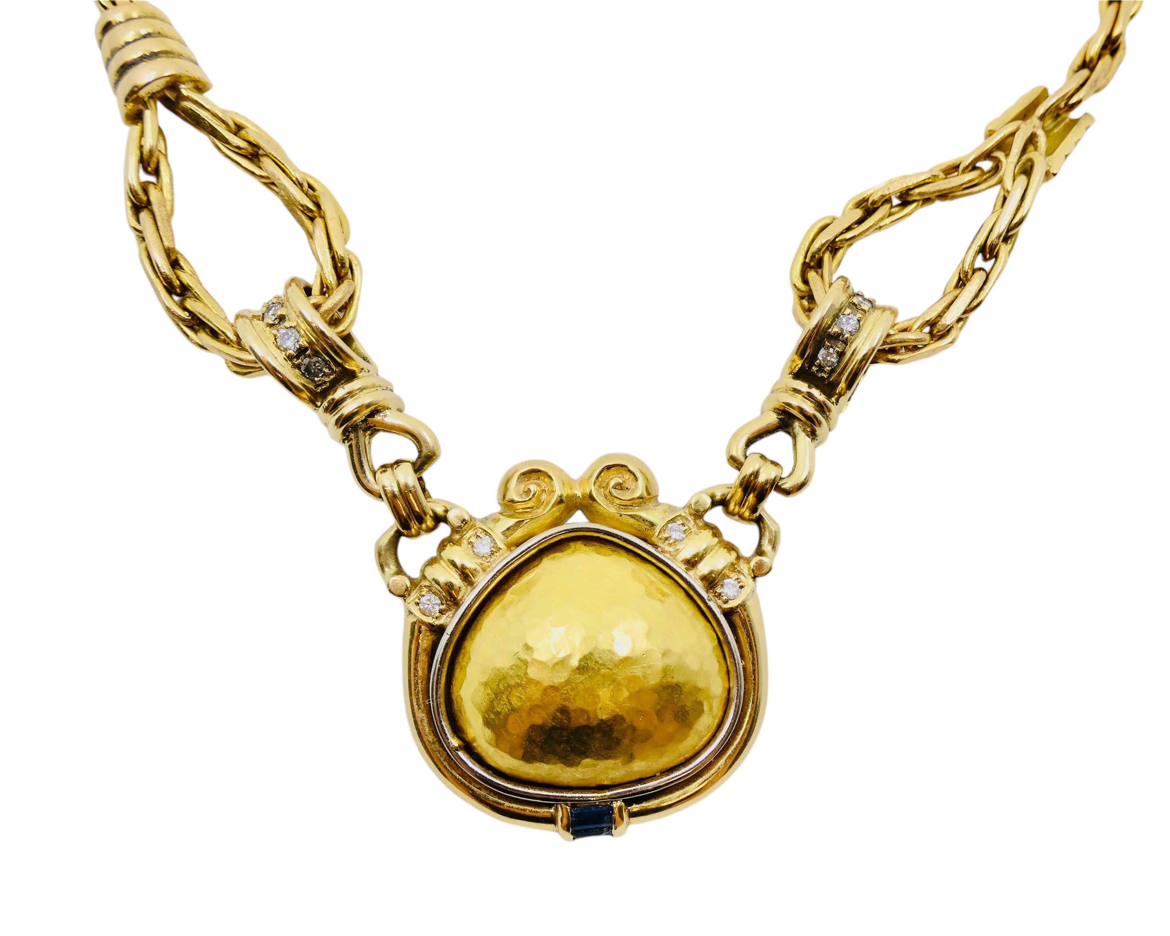Mixed Cut Chaumet Gold Pendant Necklace Diamond Vintage Jewelry For Sale