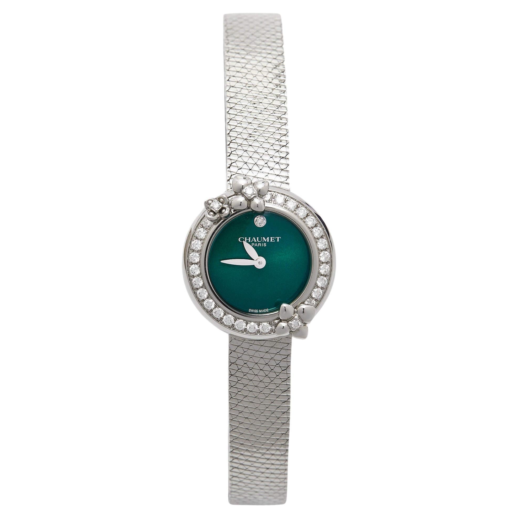 Chaumet Acier inoxydable Vert Diamant Hortensia Eden W83880-001 22 mm en vente
