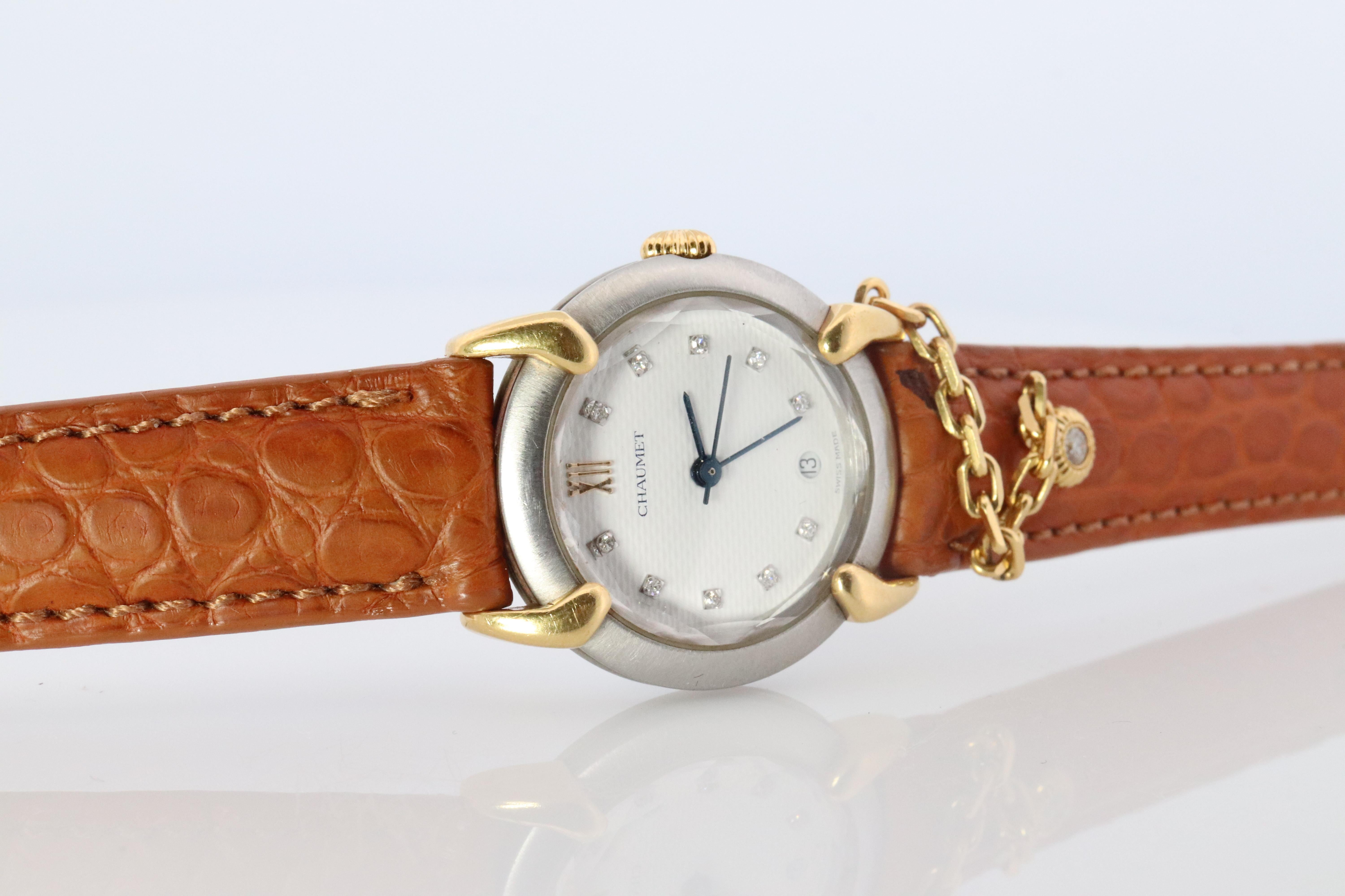 Belle montre Chaumet

Griffith / Elysee Diamond 

25mm Boîtier.
Or et acier inoxydable.
Lunette à diamants de 3 mm.


Condition : Nouveau Batterie. Légères rayures.

Achetez en toute confiance. Véritable Chaumet d'occasion