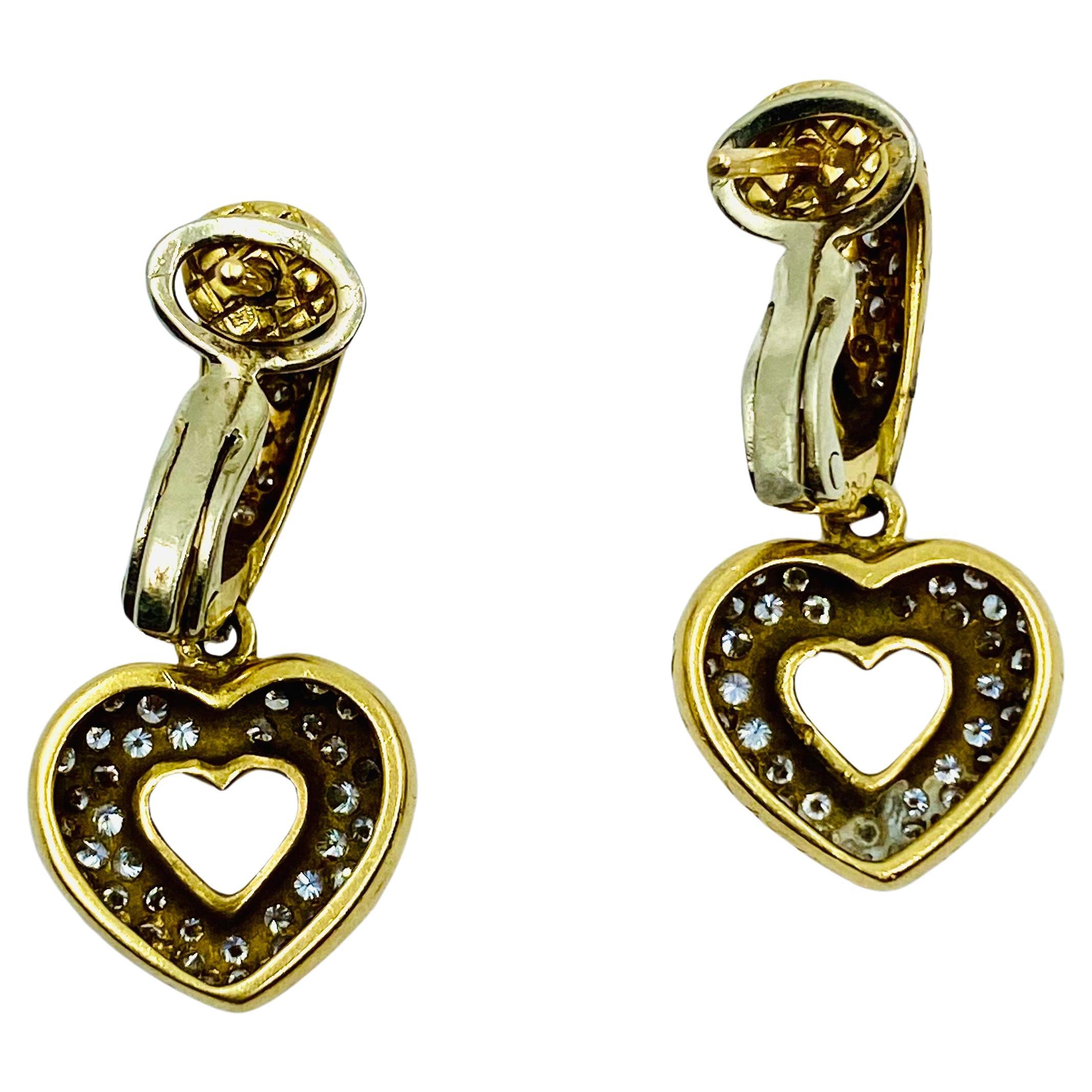 Chaumet, boucles d'oreilles cœur vintage en or et diamants en vente 1