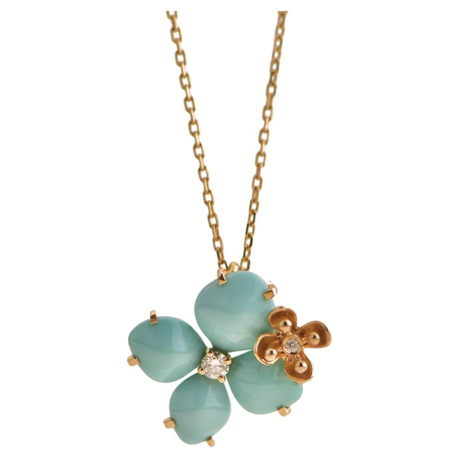 Chaumet Hortensia Eden Rose Gold Turquoise Diamond Pendant For Sale