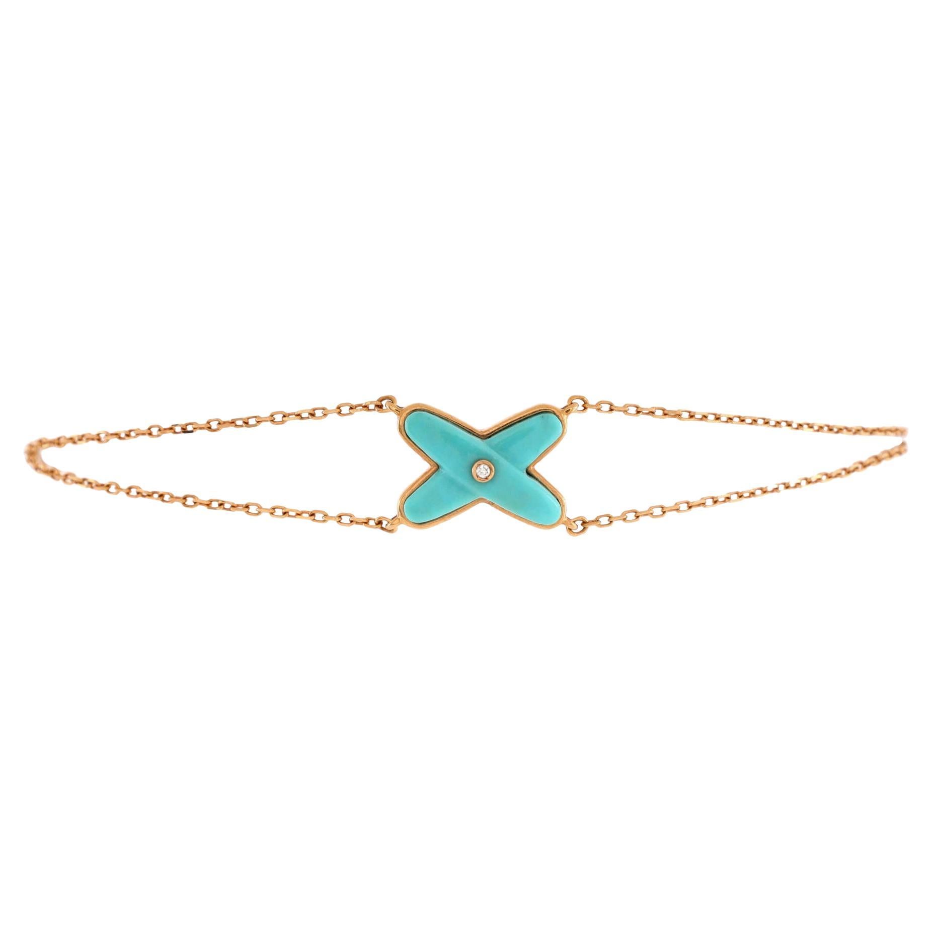Chaumet Jeux De Liens Bracelet 18k Rose Gold with Turquoise and Diamond