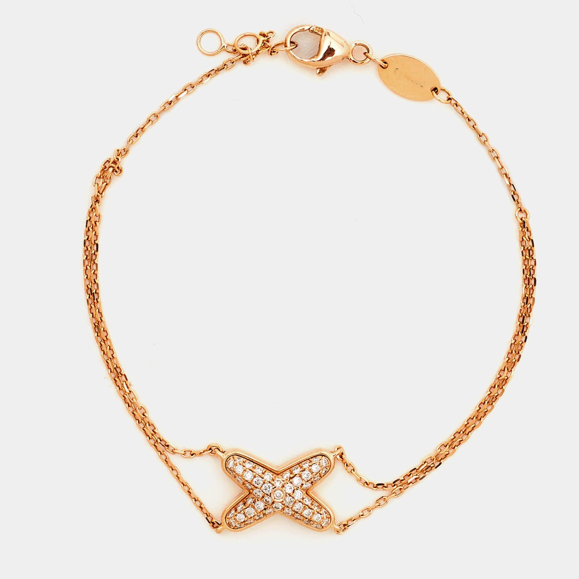 Chaumet Jeux de Liens Diamond 18K Rose Gold Double Chain Bracelet 4