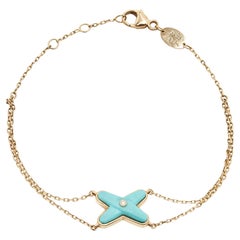 Chaumet Jeux de Liens Diamond Turquoise 18K Rose Gold Chain Link Bracelet