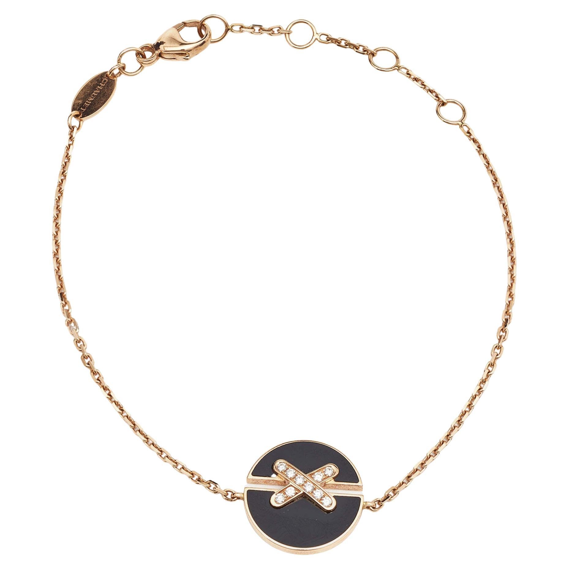 Chaumet Jeux de Liens Harmony Onyx Diamonds 18k Rose Gold Bracelet
