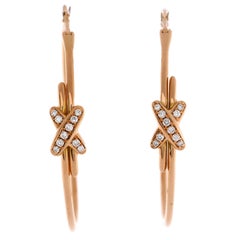 Chaumet Jeux De Liens Hoop Earrings 18k Rose Gold with Diamonds