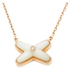 Chaumet Jeux De Liens Mother of Pearl Diamond 18K Rose Gold Pendant Necklace