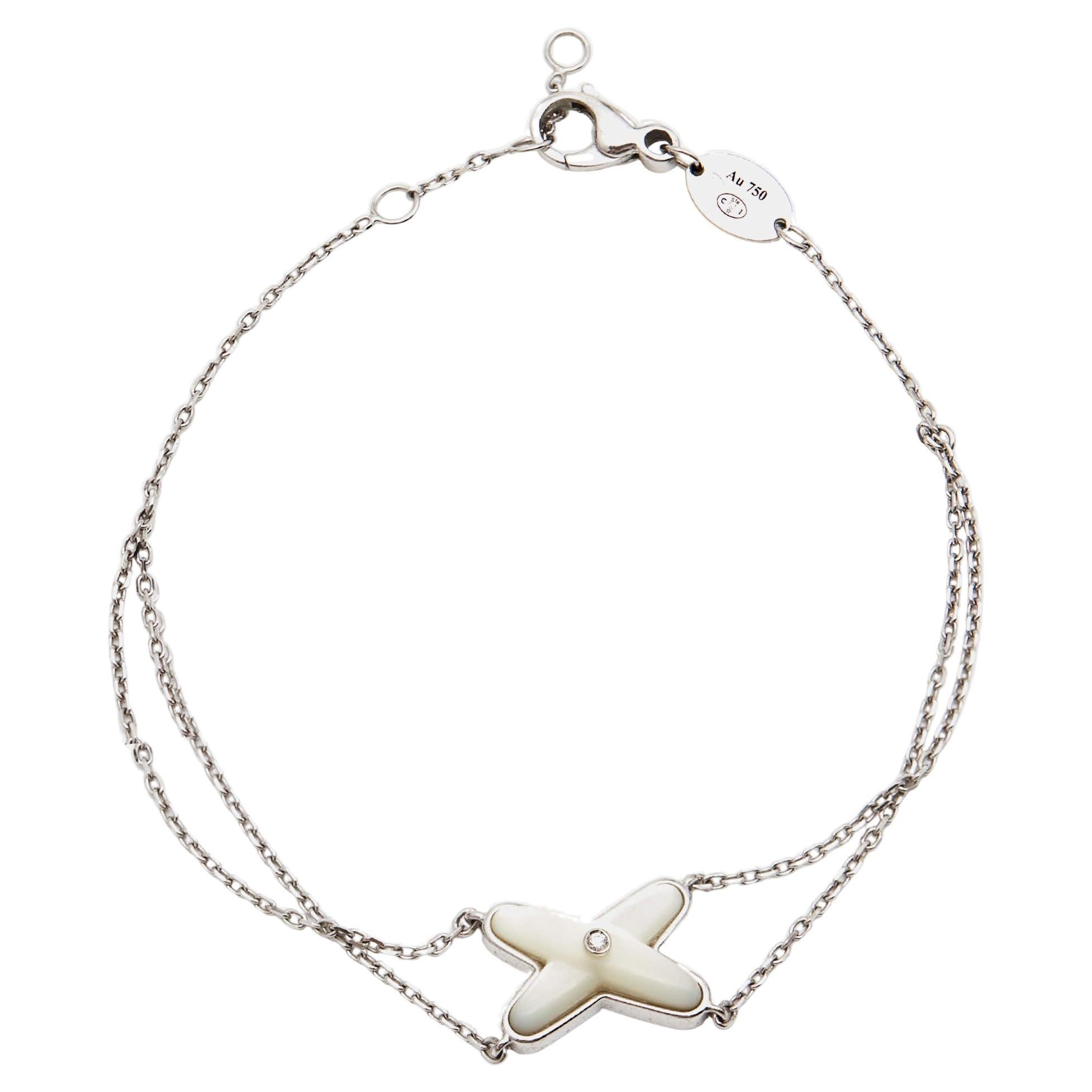 Chaumet Jeux de Liens Mother of Pearl Diamond 18k White Gold Bracelet