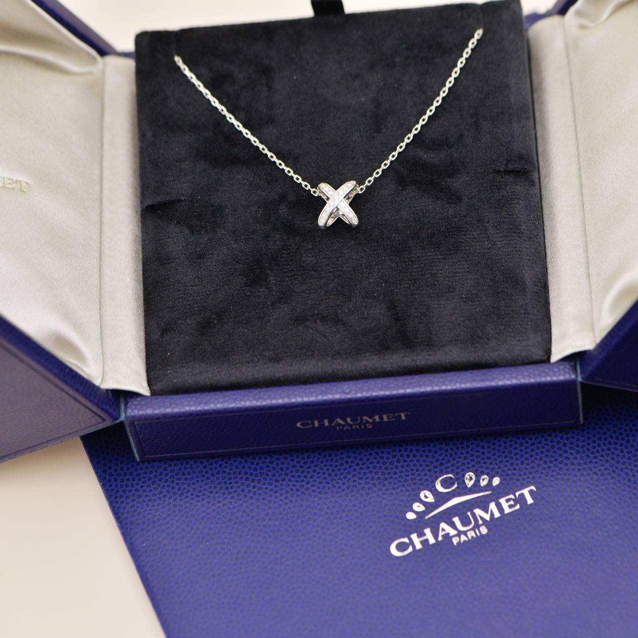 Chaumet Jeux de Liens Necklace Diamond 18K White Gold im Zustand „Hervorragend“ im Angebot in Banbury, GB
