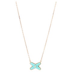 Chaumet Collana con ciondolo Jeux de Liens in oro rosa 18 carati con turchese e diamante