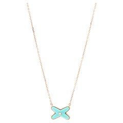 Chaumet Collier pendentif Jeux de Liens en or rose 18 carats avec turquoise et diamants