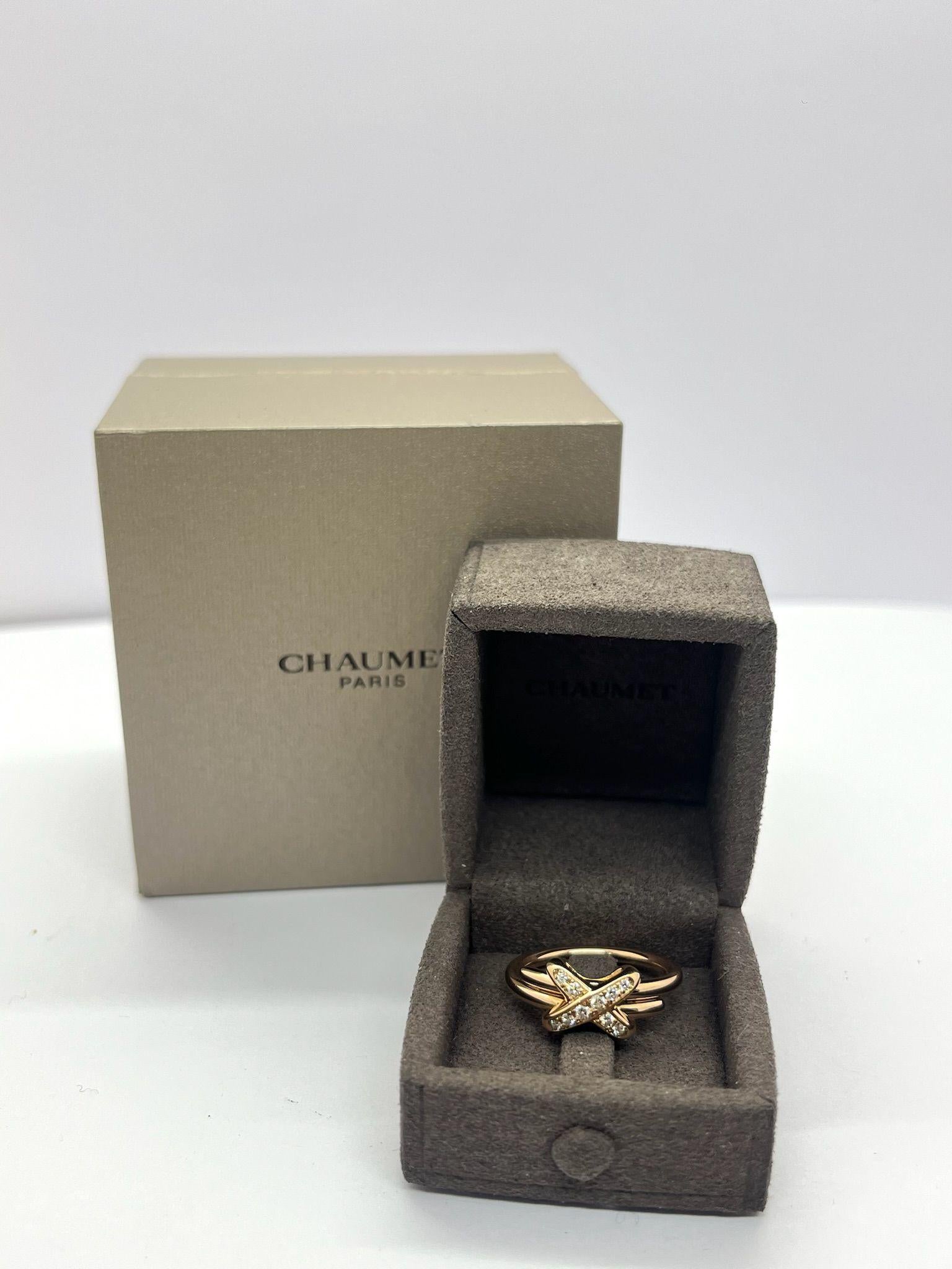 Anello Chaumet Jeux de Liens in oro rosa e diamanti in vendita 1