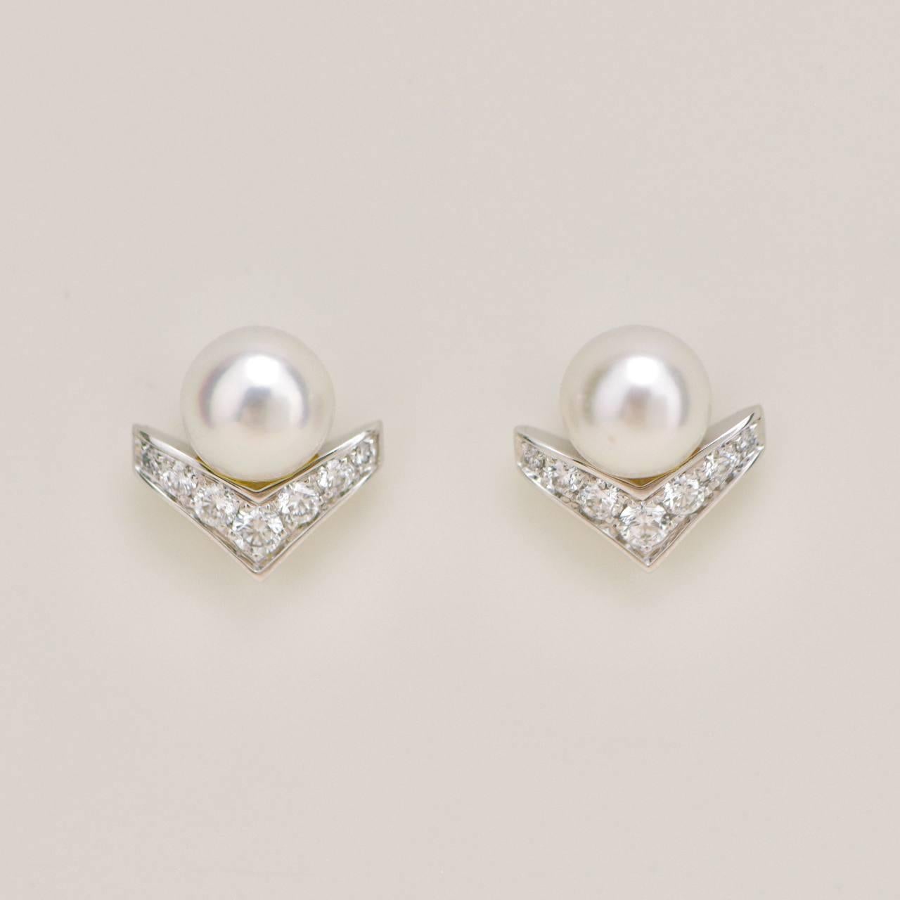 Chaumet Boucles d'oreilles Joséphine Aigrette de Perles Diamant or blanc 18K en vente 3