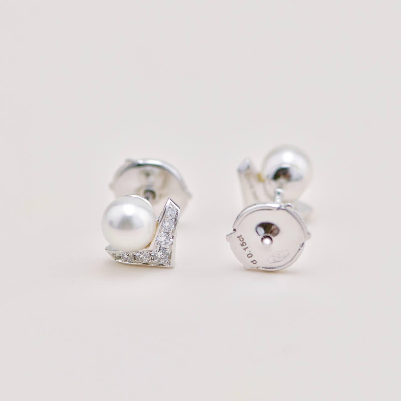 Chaumet Boucles d'oreilles Joséphine Aigrette de Perles Diamant or blanc 18K en vente 4