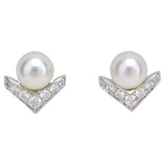 Chaumet Joséphine Aigrette de Pearls Diamond 18K White Gold Earrings