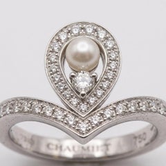 Chaumet Josephine Aigrette Diamond and Pearl Ring in 18k White Gold