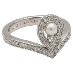 Chaumet Josephine Aigrette Diamond and Pearl Ring in 18k White Gold