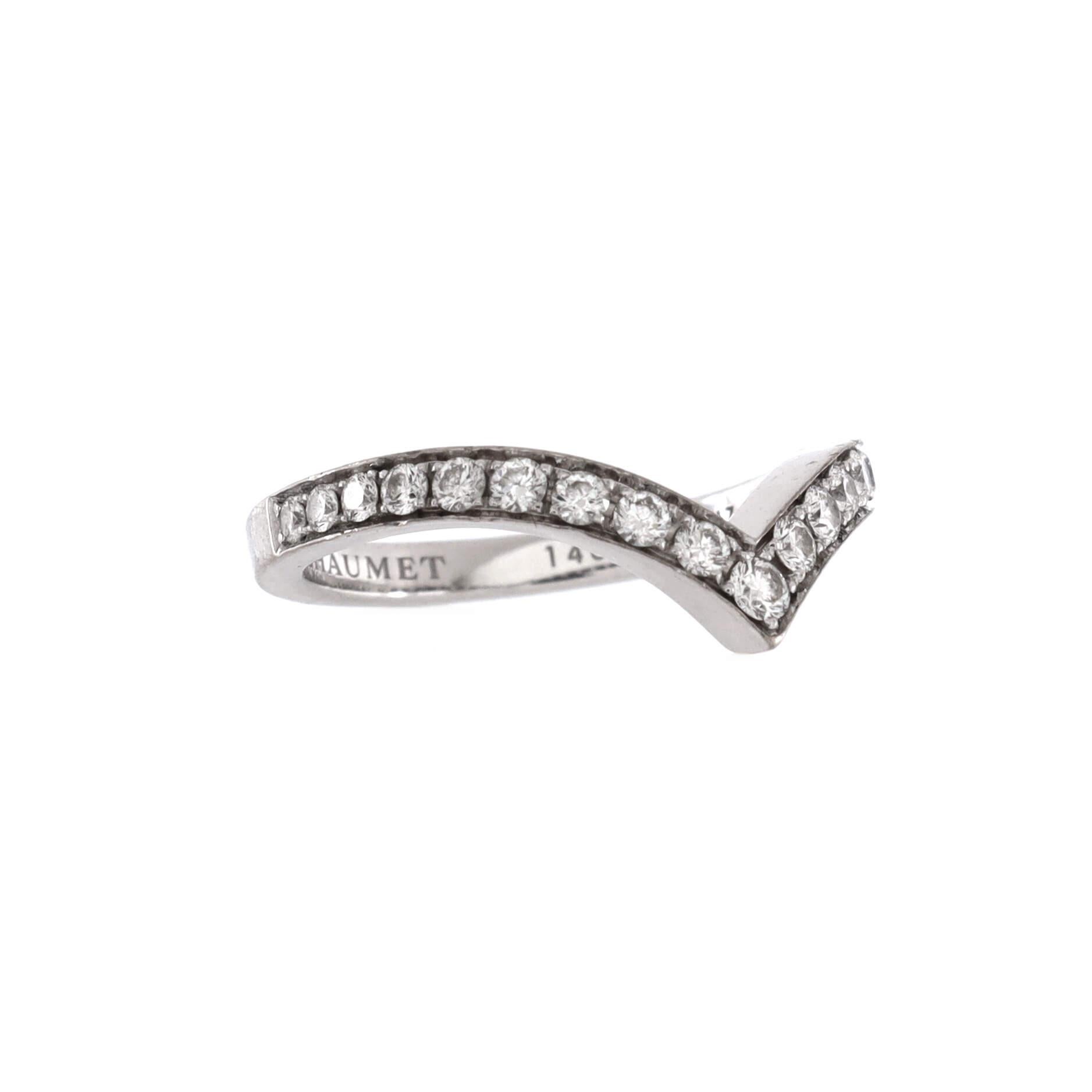 Condition: Fair. Heavy wear with deep scratches.
Accessories: No Accessories
Measurements: Size: 4 - 47, Width: 1.90 mm
Designer: Chaumet
Model: Josephine Aigrette Ring 18K White Gold and Pave Diamonds
Exterior Color: Silver
Item Number: 206918/1