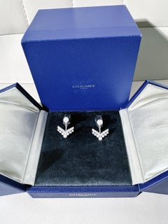Chaumet Joséphine Collection 18K White‑Gold Pavé‑Diamond V‑Shaped Pearl Earrings