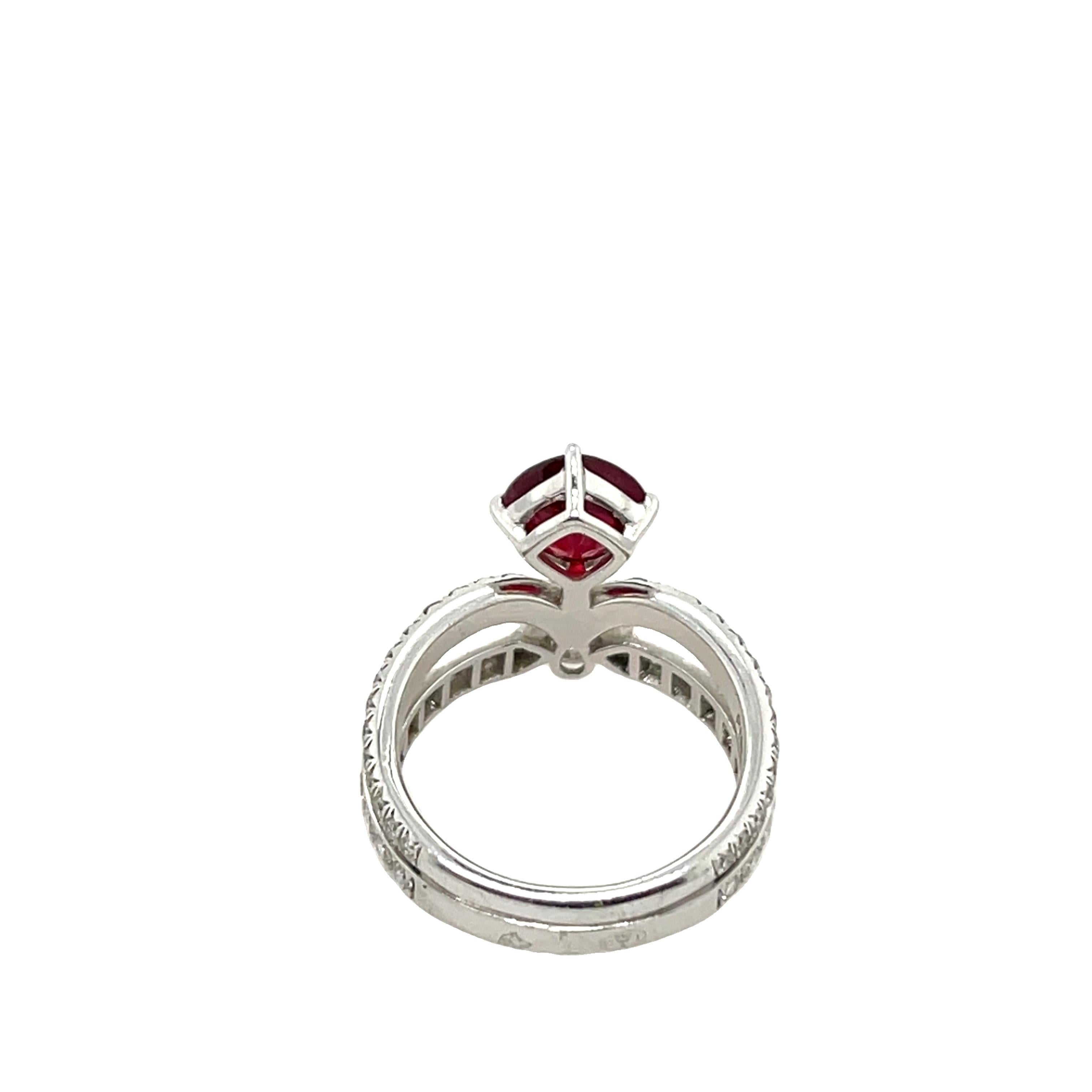 Round Cut Chaumet Joséphine Eclat Floral Ruby and Diamonds Engagement Ring For Sale