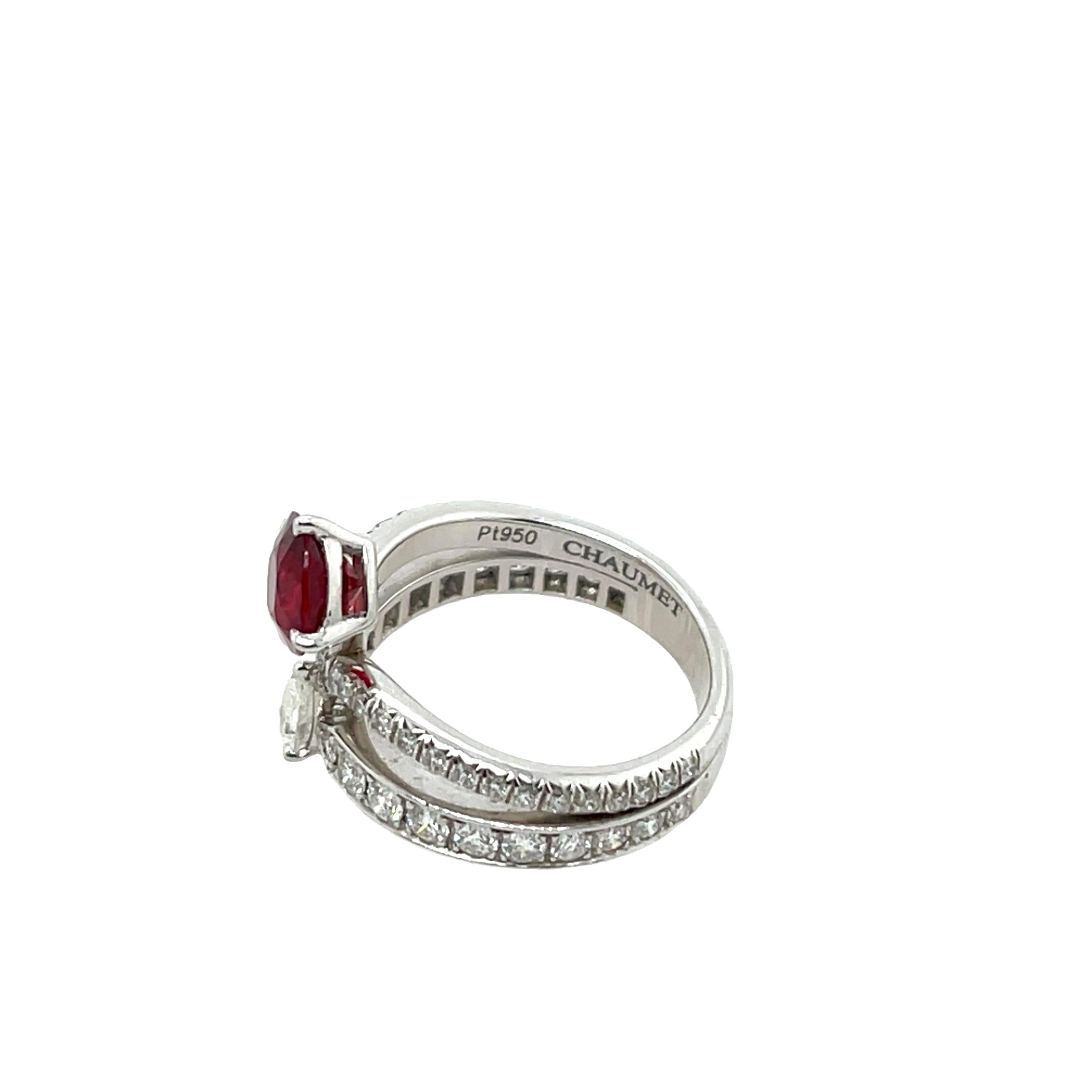 Chaumet Joséphine Eclat Floral Ruby and Diamonds Engagement Ring In Excellent Condition For Sale In London, GB
