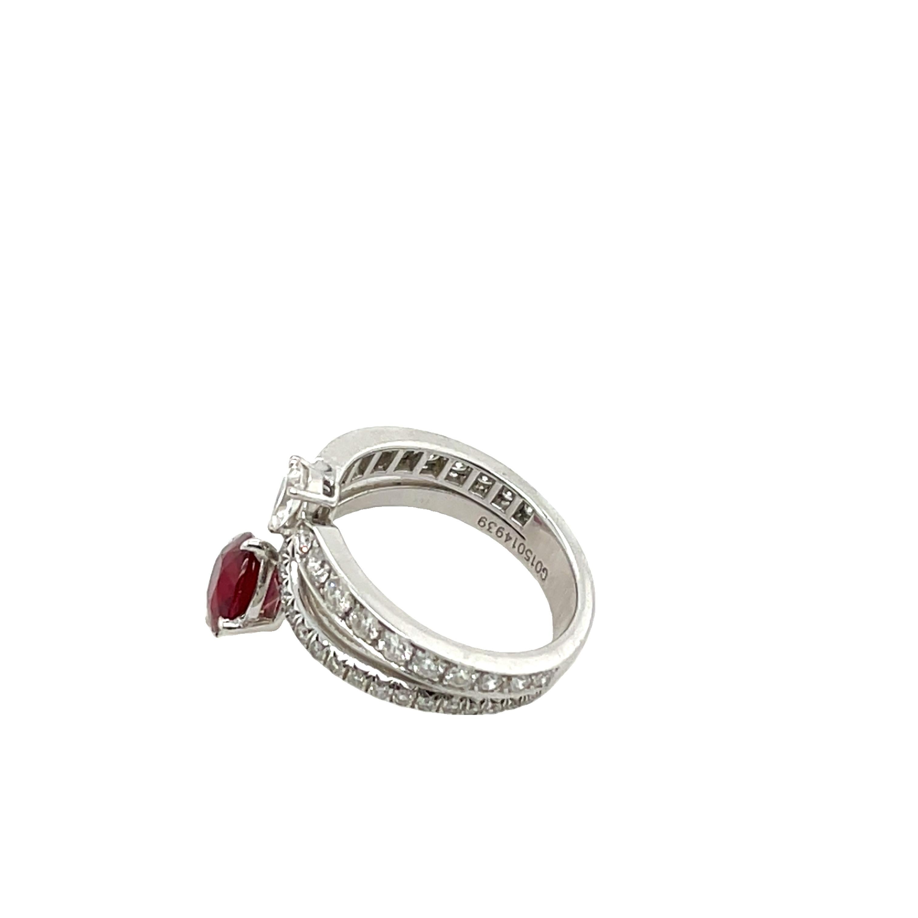 Women's or Men's Chaumet Joséphine Eclat Floral Ruby and Diamonds Engagement Ring For Sale