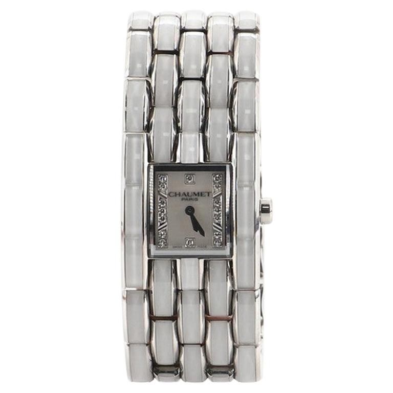 Chaumet Khesis Quartz Watch Stainless Steel and Ceramic with Diamond Markers