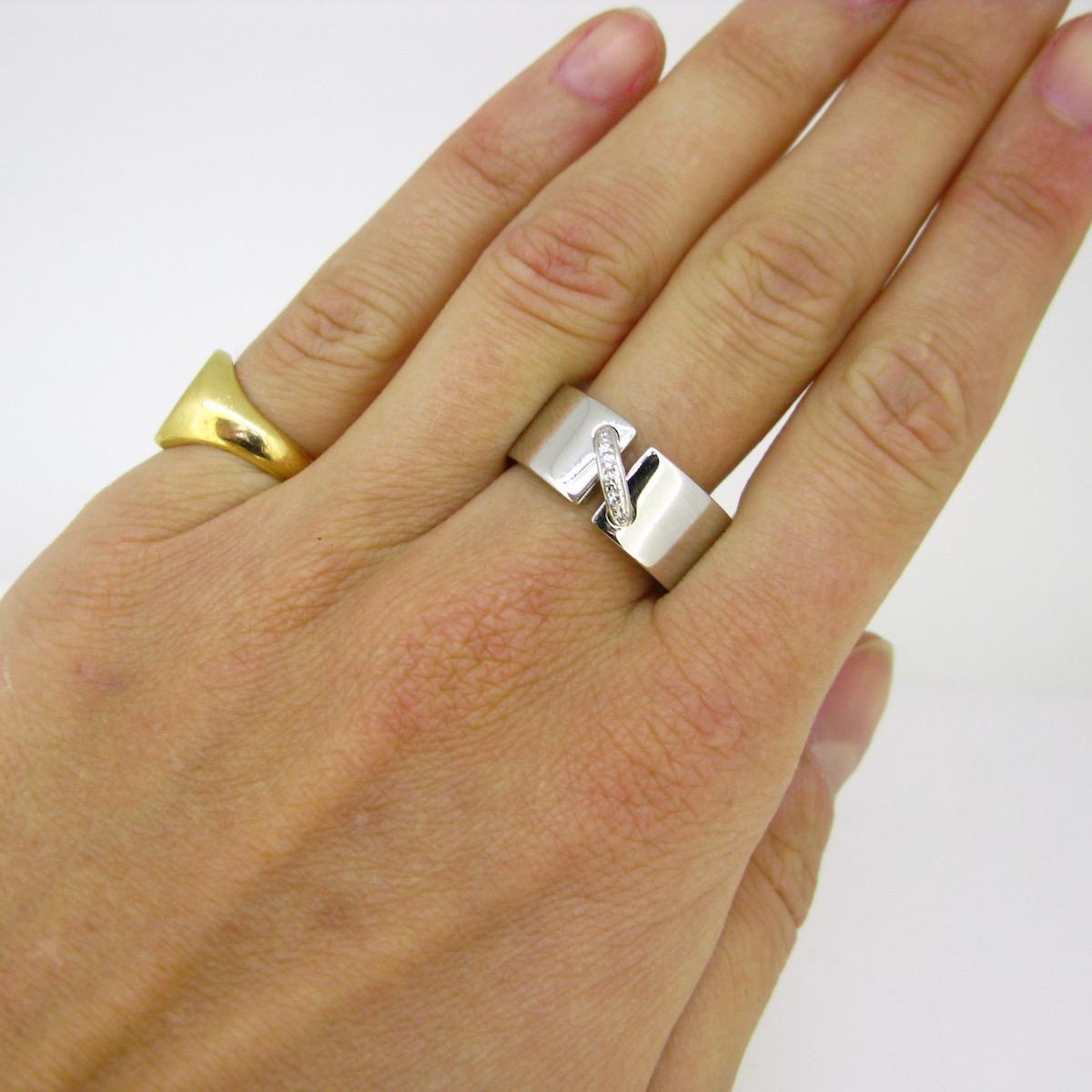 Chaumet “Lien” Diamonds White Gold Large Band Ring In Excellent Condition In London, GB