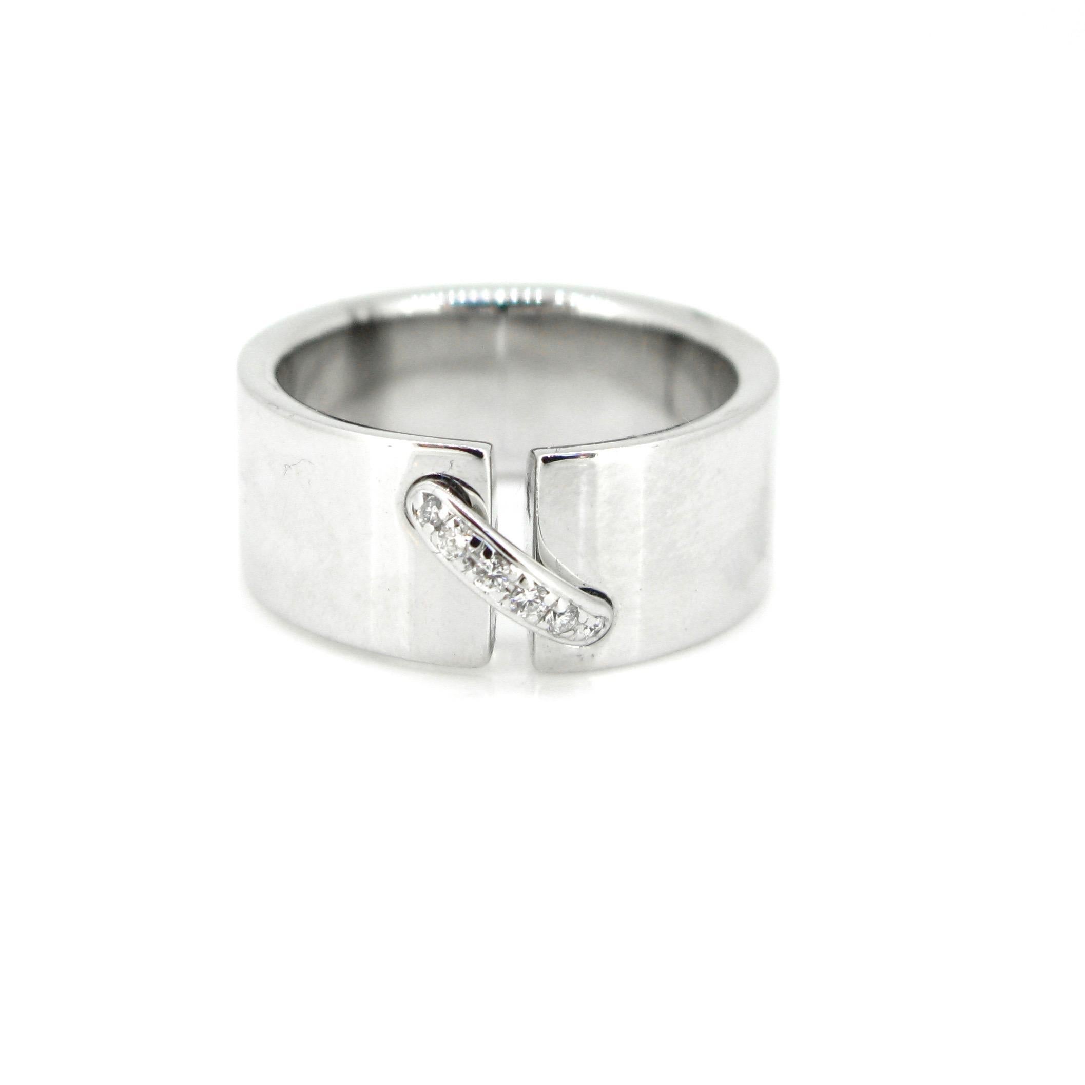 Women's or Men's Chaumet “Lien” Diamonds White Gold Large Band Ring