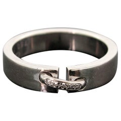 Retro Chaumet "Lien" Link Diamonds White Gold Wedding Engagement Band Ring