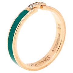 Chaumet Liens Évidence 18K Diamond Green Inlay Wedding Band Ring Size EU 50