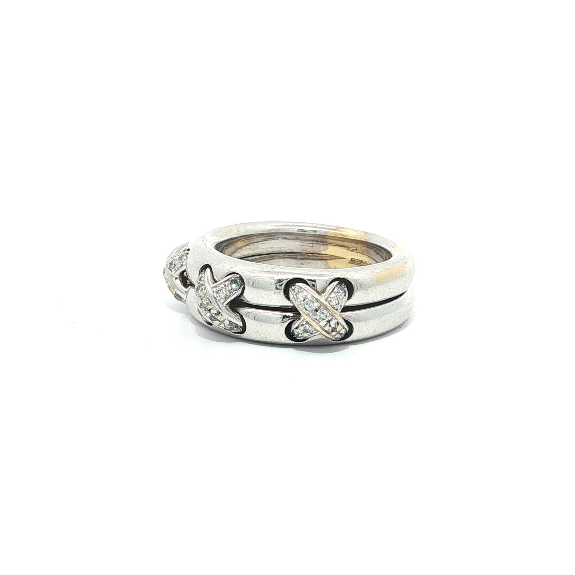 Anello Chaumet Liens Evidence in oro bianco 18k con diamante da 0,10 carati e 3 fasce a X in vendita 4