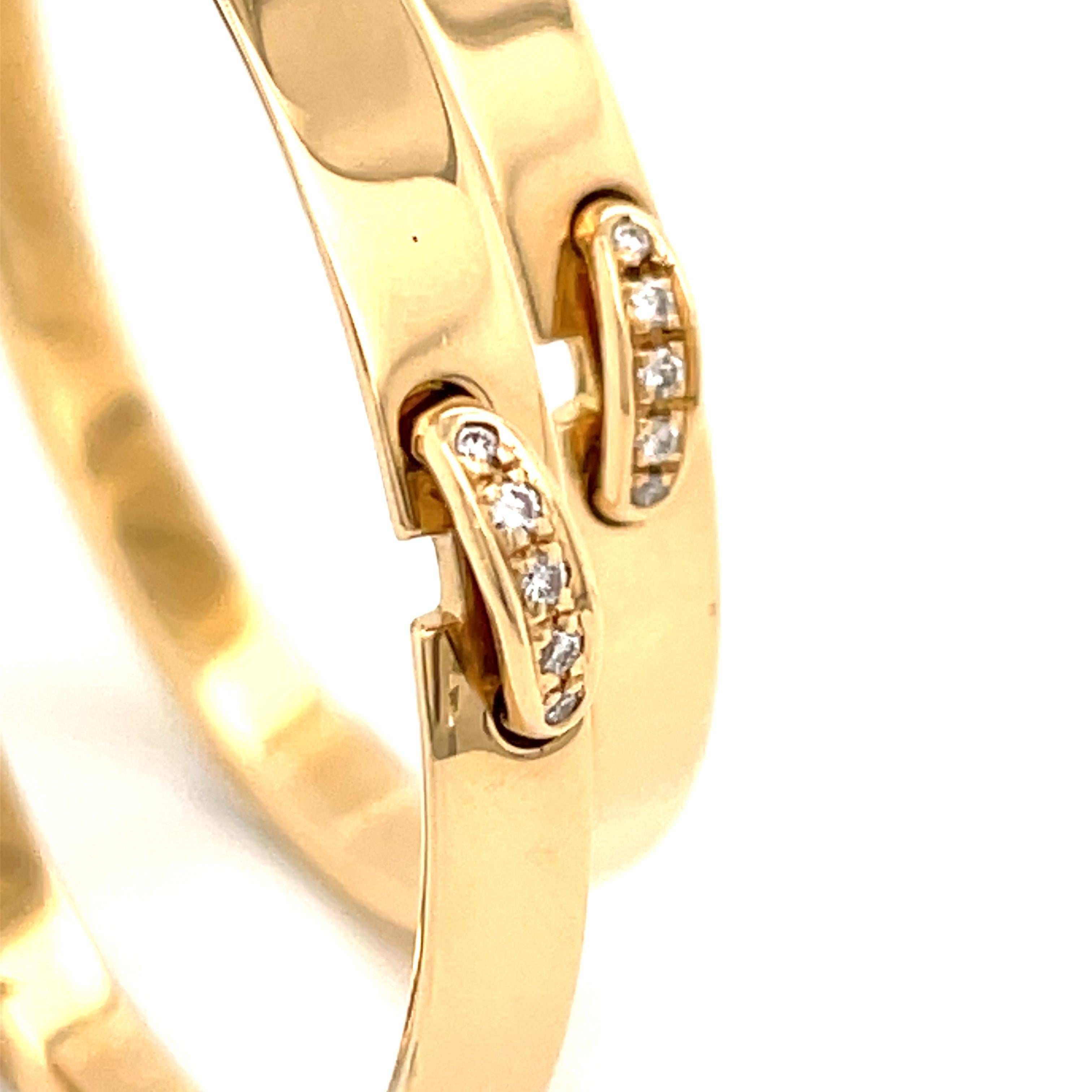 Modernist Chaumet Liens Evidence Large 18k Gold and Diamond Hoop Earrings