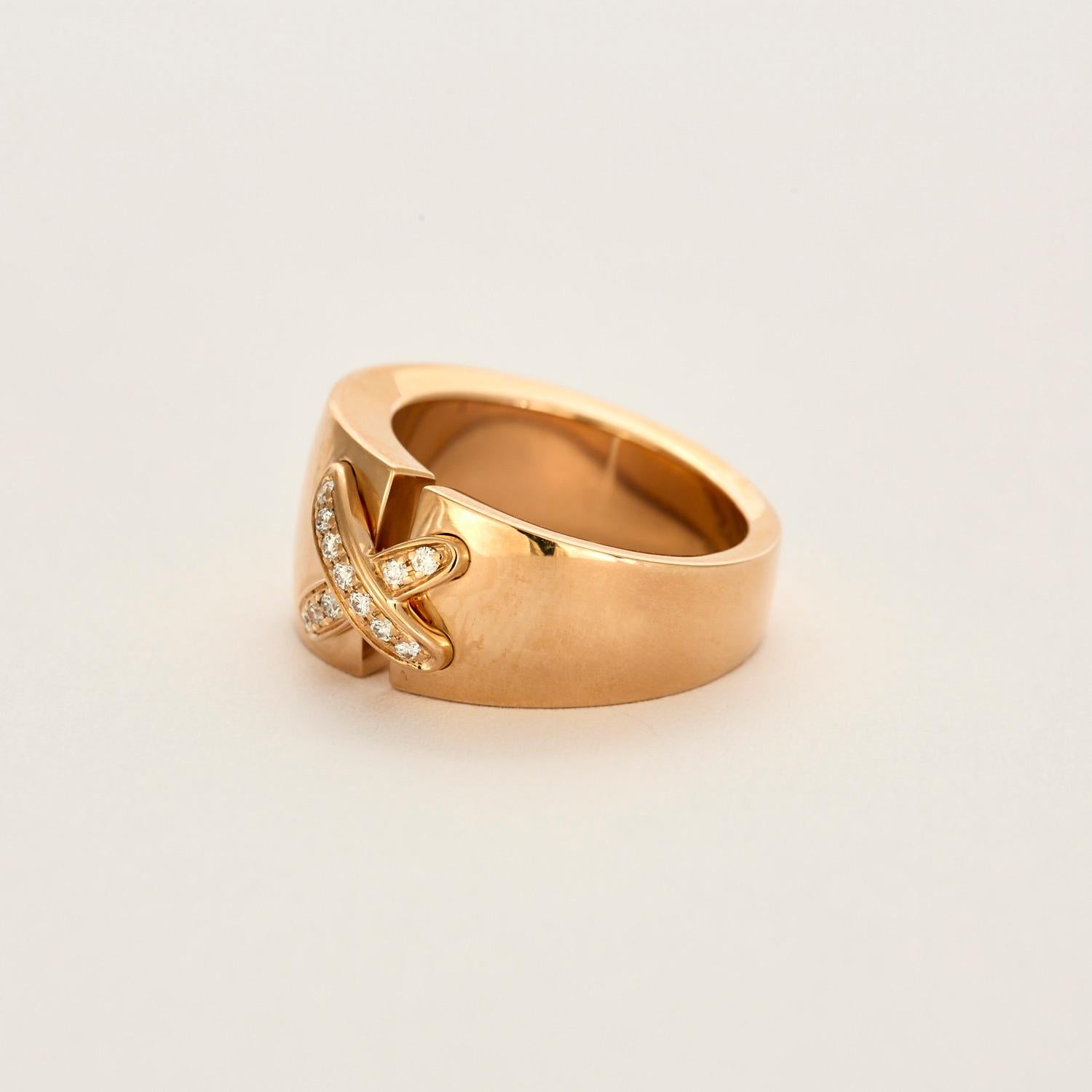 Brilliant Cut CHAUMET - Liens ring in rose gold and diamonds For Sale