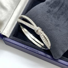 Chaumet Liens Séduction 18K White Gold Fully Pave-Set Diamond Bow Bangle Bracele