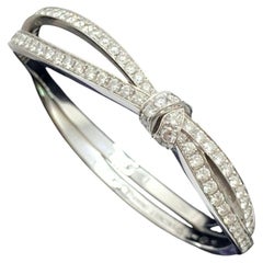 Chaumet Liens Séduction 18K White Gold Fully Pave-Set Diamond Bow Bangle Bracele