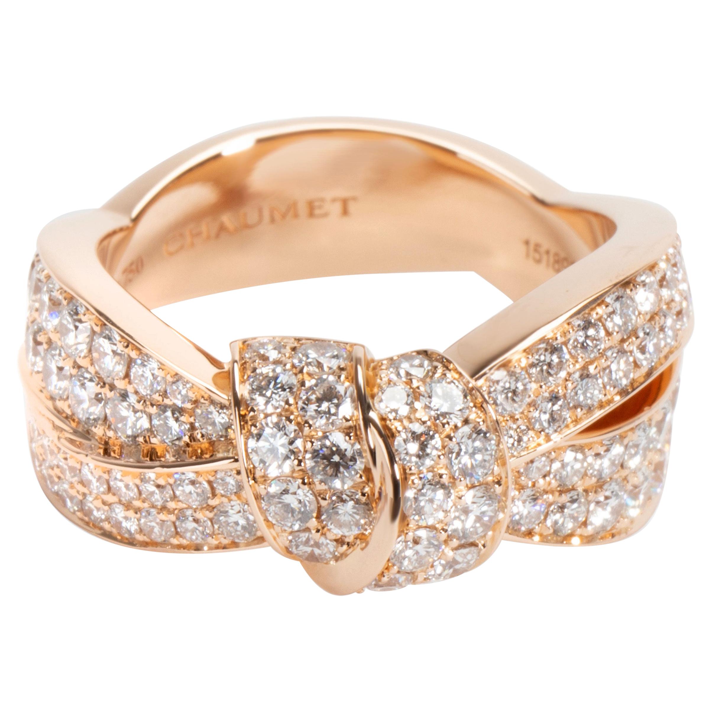 Chaumet Liens Seduction Diamond Ring in 18 Karat Pink Gold 3.50 Carat