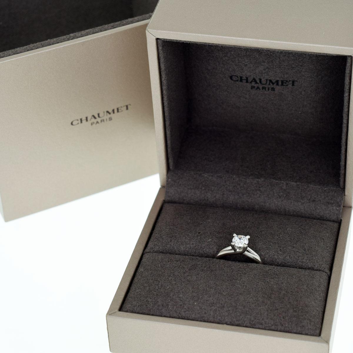 Women's Chaumet Liens Solitaire 0.70ct E-VS1-VG Diamond Platinum Ring  US 4 For Sale