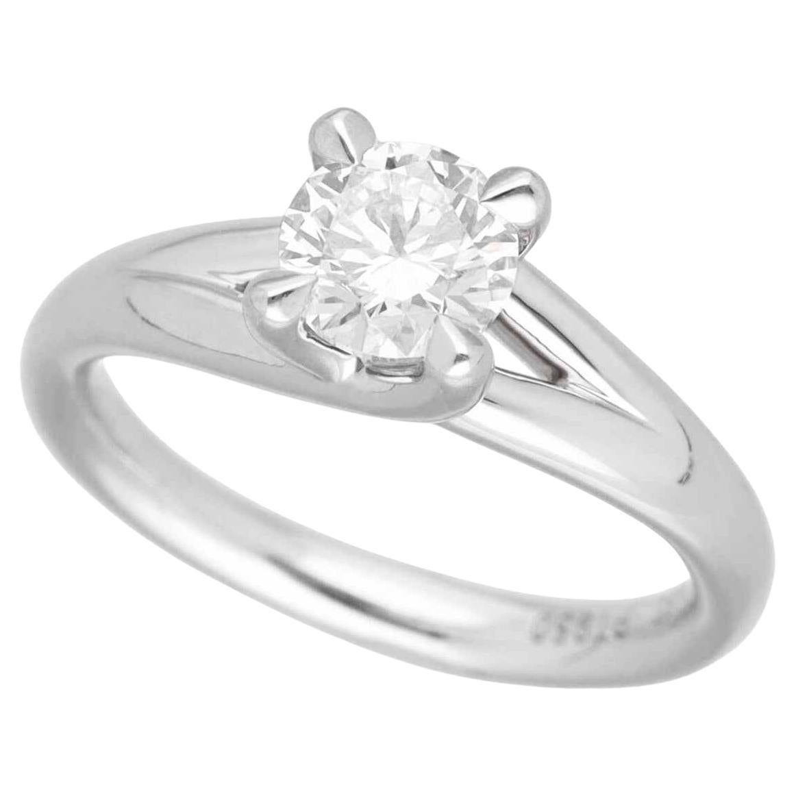 Chaumet Liens Solitaire 0.70ct E-VS1-VG Diamond Platinum Ring  US 4
