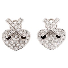 Chaumet Liens Style 18kt White Gold Heart Earrings with Diamonds