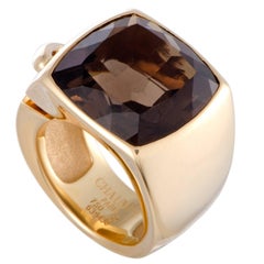 Vintage Chaumet Liens Yellow Gold Smoky Quartz Cocktail Ring