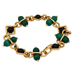 Chaumet malachite onyx 18k yellow gold bracelet