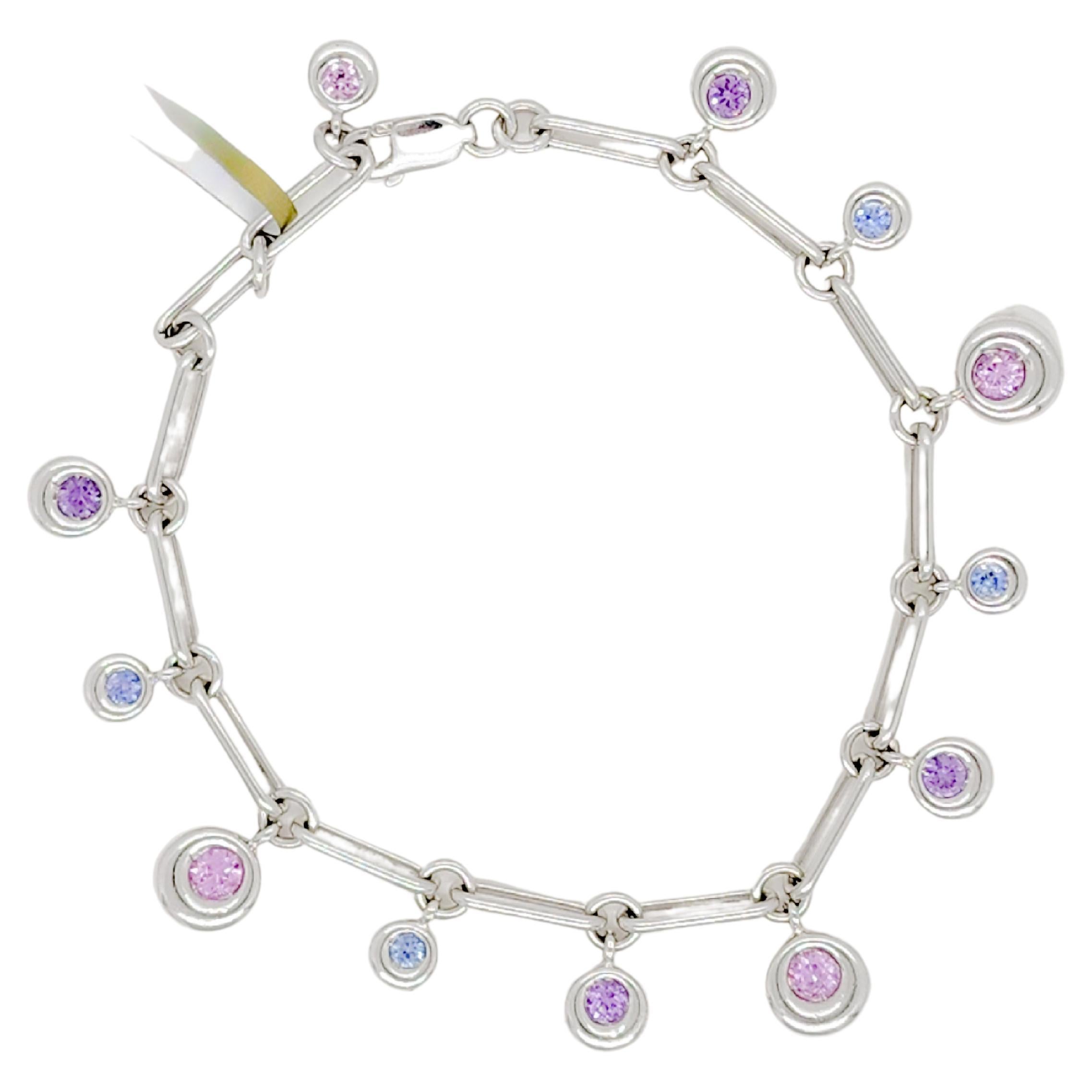 Chaumet Multi Color Sapphire Round Bracelet in 18k White Gold