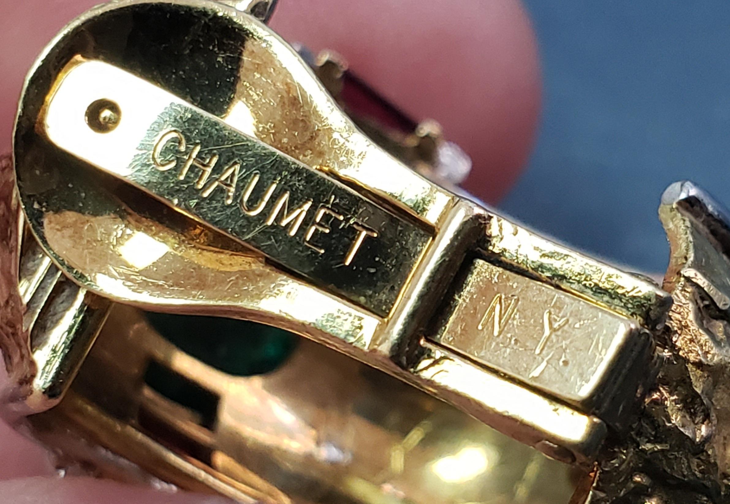 CHAUMET New York Smaragd-, Rubin- und Perlen-Ohrringe 18K im Angebot 2